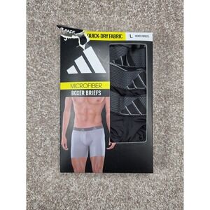 Adidas Microfiber Boxer Briefs 3 Pack Men's Large Black AEROREADY New Open Box